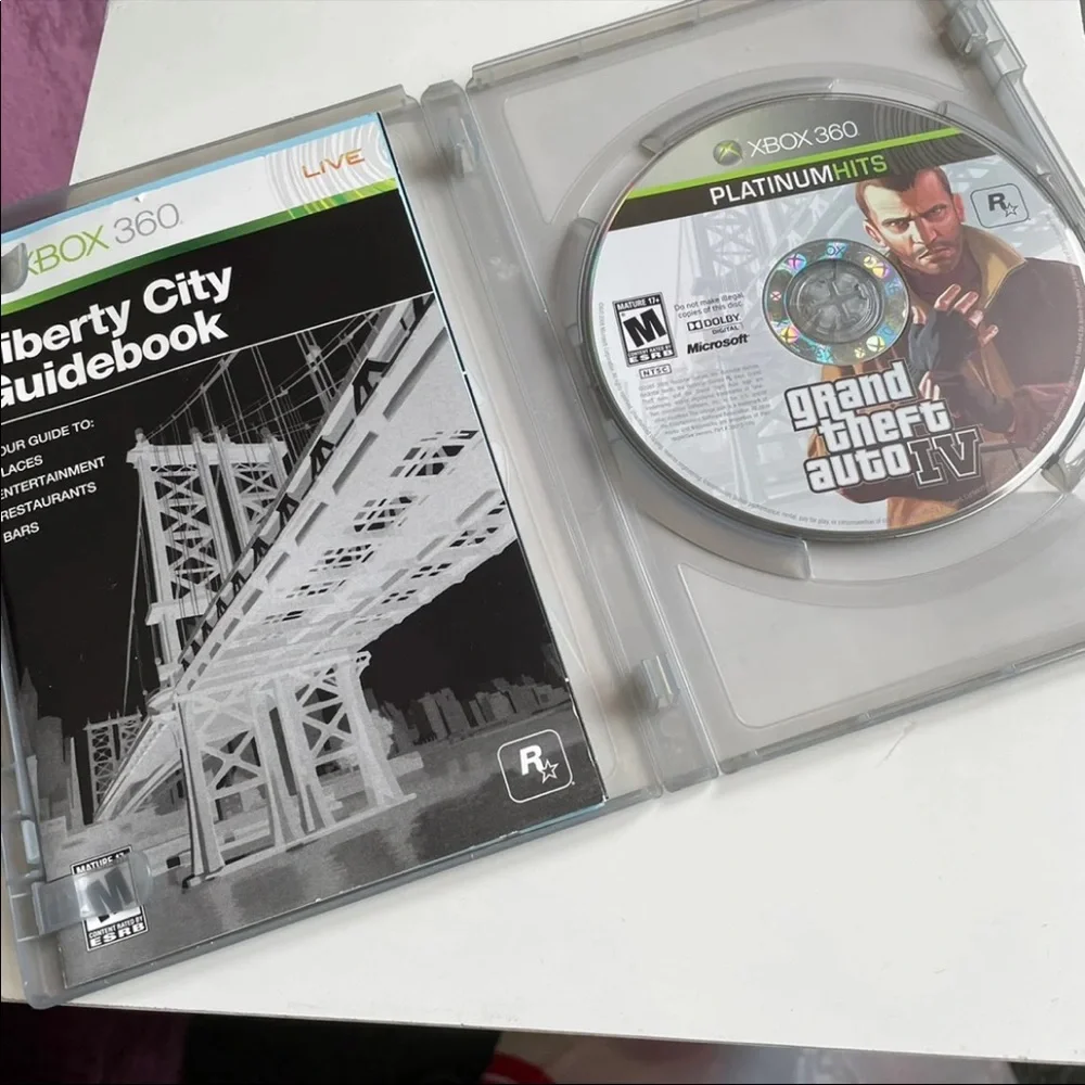 Grand Theft Auto IV on XBox 360 platinum hits.